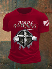 Men's Jesus Said Go Fishing Short-sleeved T-shirt