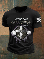 Men's Jesus Said Go Fishing Short-sleeved T-shirt