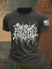 Men's Fear No Evil Gothic Christian Short-sleeved T-shirt