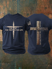 Men's The Way The Truth The Life Cross Short-sleeved T-shirt