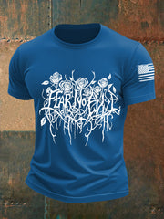 Men's Fear No Evil Gothic Christian Short-sleeved T-shirt