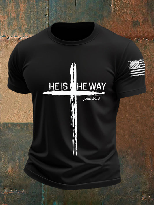 Men's He Is He Way Cross Short-sleeved T-shirt