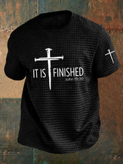 Men's It Is Finished Cross Waffle Print T-shirt