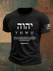 Men's Faith Yeshua Cross Flag Yahweh Exodus 3:15 Short Sleeve T-shirt