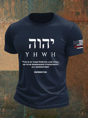 Men's Faith Yeshua Cross Flag Yahweh Exodus 3:15 Short Sleeve T-shirt