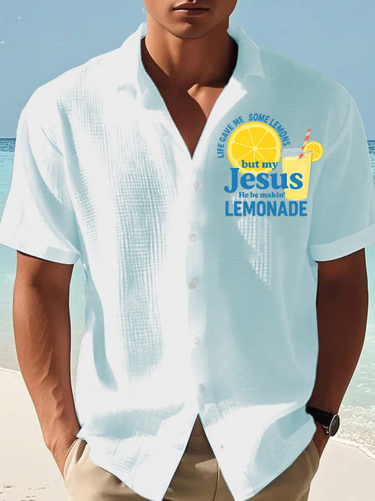 Men's Life Gave Me Some Lemons But My Jesus He Be Makin' Lemonade Waffle Shirt