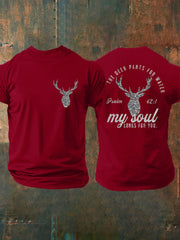 Men's Deer Hunter Christ Print Casual T-shirt
