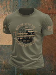 Men's Rise Up With The Strength of An Eagle Printed Casual T-shirt