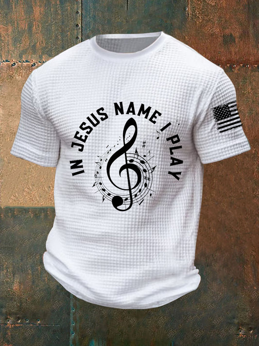 Men's In Jesus Name I Play Waffle Short Sleeve