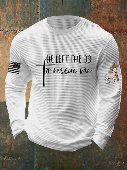 Men's Christian He Left the 99 to Find Me Waffle Long Sleeve T-Shirt