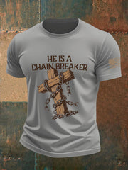 Men's He Is a Chain Breaker Printed Casual T-shirt