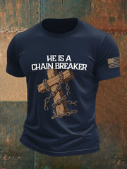 Men's He Is a Chain Breaker Printed Casual T-shirt