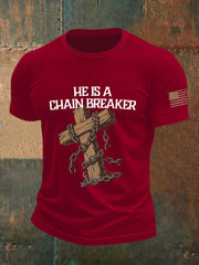 Men's He Is a Chain Breaker Printed Casual T-shirt