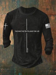 Men's The Way The Truth The Life Printed Long Sleeve Casual T-Shirt