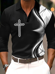 Men's Cross Print Casual Long Sleeve Top