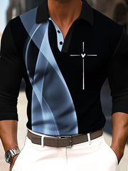 Men's Cross Print Casual Long Sleeve Top