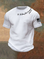 Men's Be Strong And Courageous Printed Waffle Casual Short Sleeve