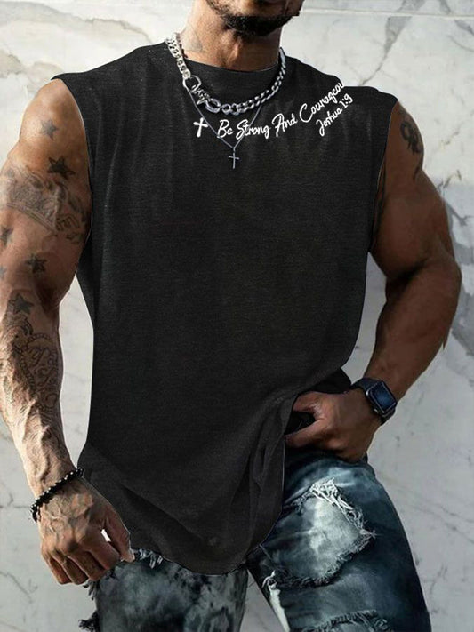 Men's Be Strong And Courageous Printed Vest