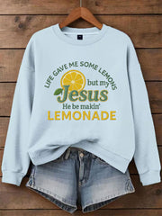 Women's Jesus Lemonade Print Casual Sweatshirt