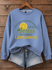 Women's Jesus Lemonade Print Casual Sweatshirt