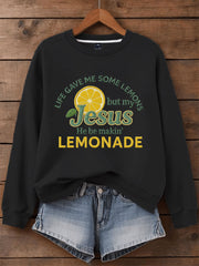 Women's Jesus Lemonade Print Casual Sweatshirt
