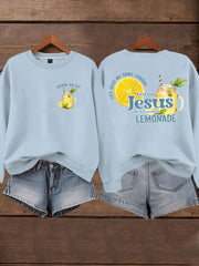 Women's Jesus Lemonade Print Casual Sweatshirt