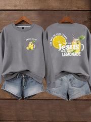 Women's Jesus Lemonade Print Casual Sweatshirt