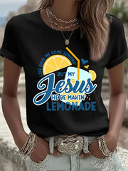 Women's Jesus Lemonade Print Casual T-shirt