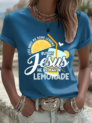 Women's Jesus Lemonade Print Casual T-shirt