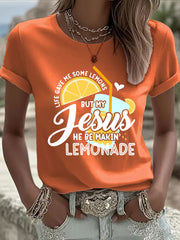 Women's Jesus Lemonade Print Casual T-shirt