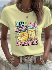 Women's Jesus Lemonade Print Casual T-shirt