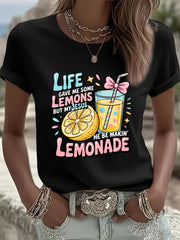 Women's Jesus Lemonade Print Casual T-shirt