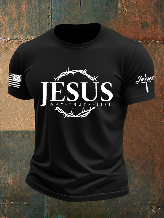 Men's Men's Jesus Faith Cross Print Casual Short Sleeve T-shirt