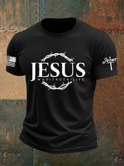 Men's Men's Jesus Faith Cross Print Casual Short Sleeve T-shirt