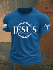 Men's Men's Jesus Faith Cross Print Casual Short Sleeve T-shirt