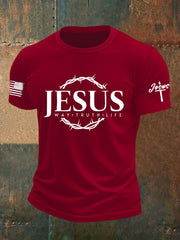 Men's Men's Jesus Faith Cross Print Casual Short Sleeve T-shirt