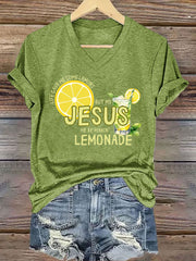 Women's Jesus Lemonade Print Casual T-shirt