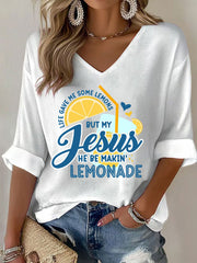 Women's Jesus Lemonade Print Casual T-shirt