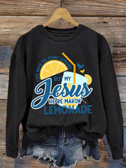 Women's Jesus Lemonade Print Casual Sweatshirt