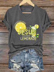 Women's Jesus Lemonade Print Casual T-shirt