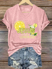 Women's Jesus Lemonade Print Casual T-shirt