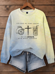 Women's Jesus Lemonade Print Casual Sweatshirt