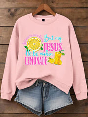 Women's Jesus Lemonade Print Casual Sweatshirt