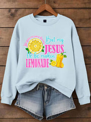 Women's Jesus Lemonade Print Casual Sweatshirt