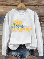 Women's Jesus Lemonade Print Casual Sweatshirt