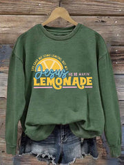 Women's Jesus Lemonade Print Casual Sweatshirt