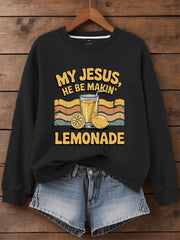Women's Jesus Lemonade Print Casual Sweatshirt