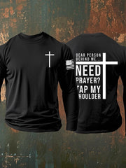 Men's Need Prayer Tap My Shoulder Long Sleeve T-shirt