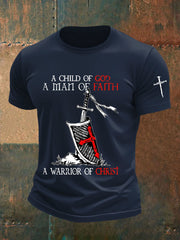 Men's A Man Of Faith Printed Casual T-shirt