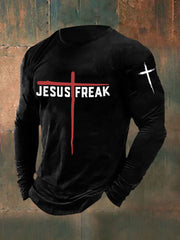 Men's Jesus Freak Print Casual T-shirt